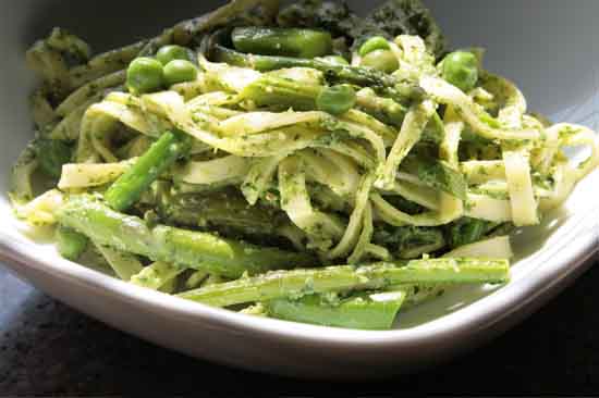 Vegan Pesto Pasta With Spring Vegetables