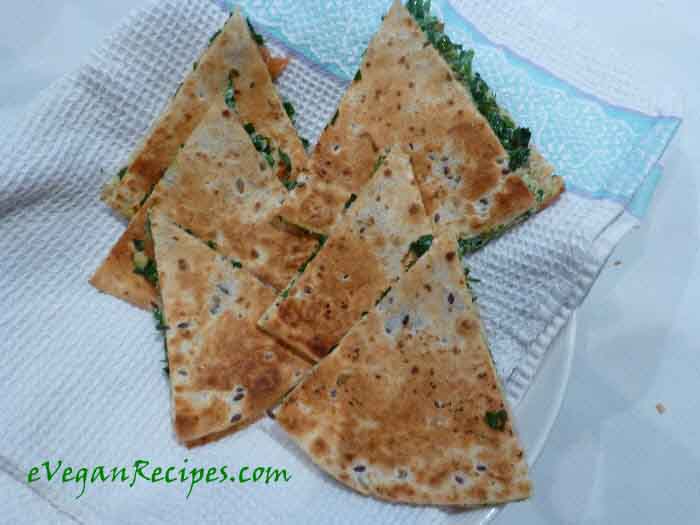 Vegan Quesadilla Recipe With Herbed Tofu And Baby Spinach