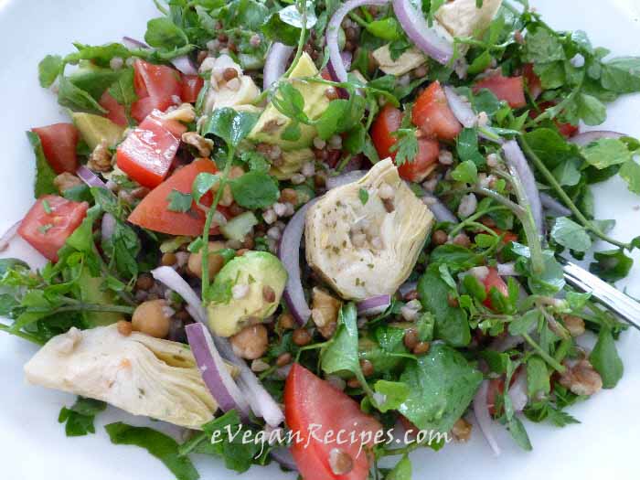 High Protein Vegan Salad – Warm Puy Lentils With Artichoke
