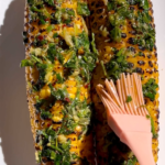 Flame grilled corn with chimichuri sauce