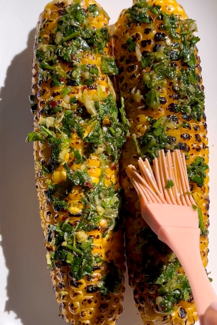 Flame Grilled Corn with Chimichurri Sauce