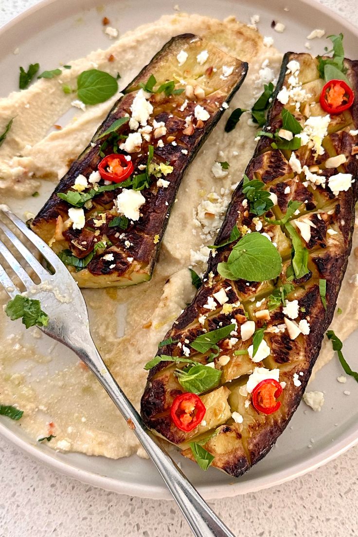 Roasted Zucchini with Creamy Butter Bean Hummus